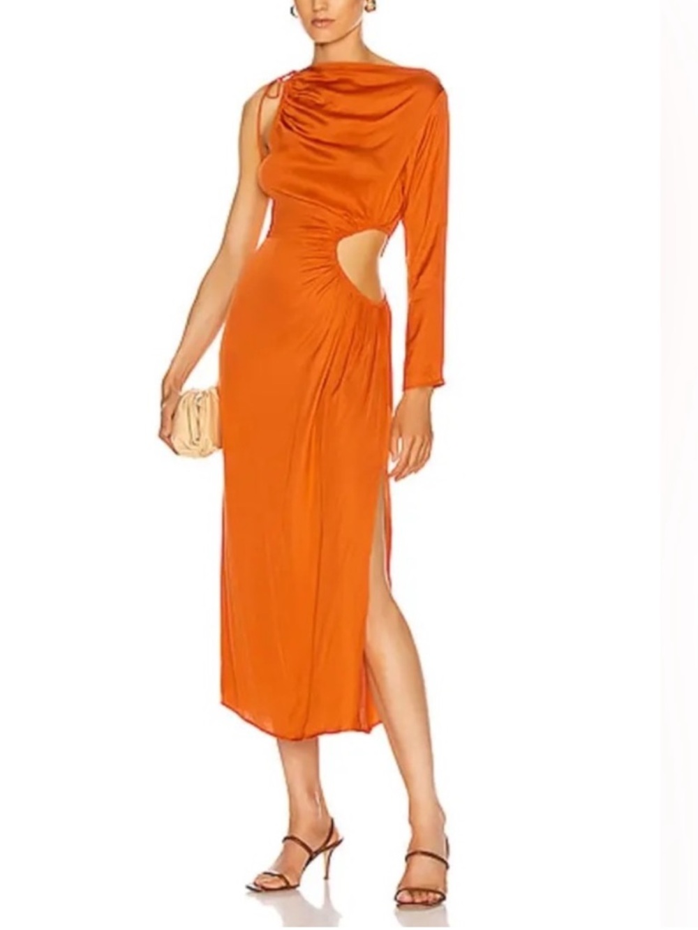 Cult Gaia Women’s Cyn One Shoulder Slouchy Cutout Midi Dress Starfish Orange